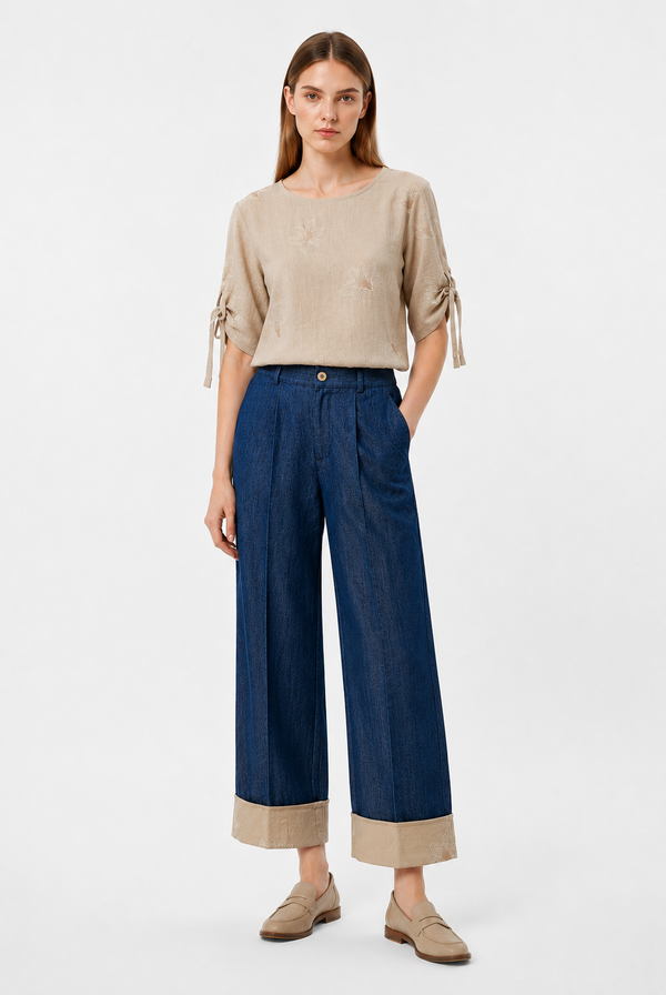 PANTALONE JEANS CON RISVOLTO 07.26.01158|Colore:Jeans